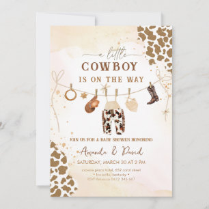 Cowboy Western Brown Play Baby-dusch Inbjudningar