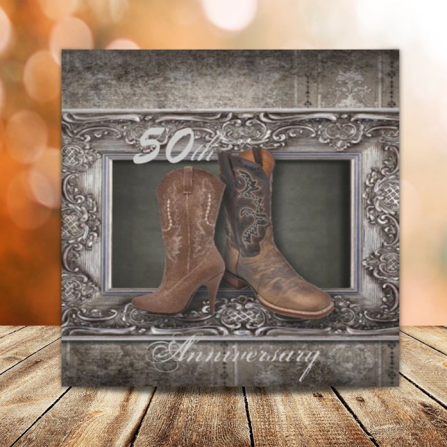 cowboy western country 50-årsjubileum för bröllop inbjudningar (cowboy western country 50th wedding anniversary invitation)