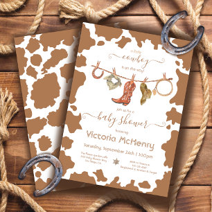 Cowboy Western Cowhide Clothesline Baby Shower Inv Inbjudningar