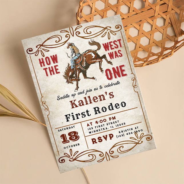 Cowboy Western First Rodeo Vilda western Birthday Inbjudningar (Skapare uppladdad)