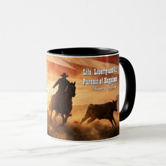 Cowboy Western Frihet Patriotisk Repet Roping Rode Mugg