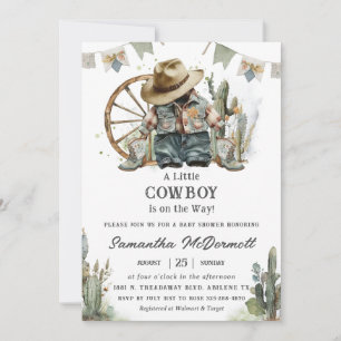 Cowboy Western Hat Boots Denim Boy Shower Inbjudningar