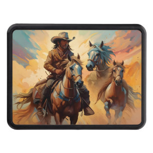 Cowboy Western Horses Blue Tan Collage Dragkroksskydd