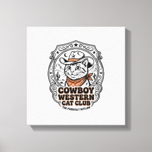 Cowboy Western Katt Djurfantasiälskare Tröja Konst Canvastryck