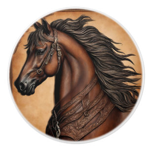 Cowboy Western Land Equestrian Brown Horse Knopp