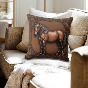 Cowboy Western Land Equestrian Brown Horse Kudde