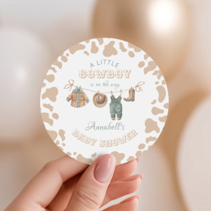 Cowboy Western Light Brown Boy Baby Shower Runt Klistermärke