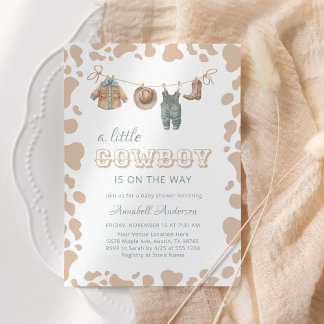 Cowboy Western Light Brown Play Baby Shower Inbjudningar