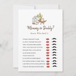 Cowboy Western Mamma eller Baby Shower-spel Inbjudningar