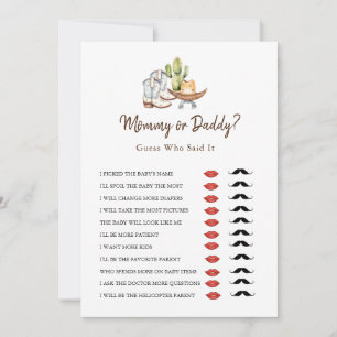 Cowboy Western Mamma eller Baby Shower-spel Inbjudningar