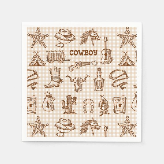 Cowboy Western Pappersservetter (Framsidan)