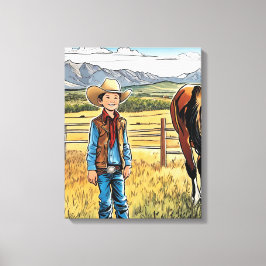 Cowboy Western Rancher Boy's Bedroom Graphic Art Canvastryck
