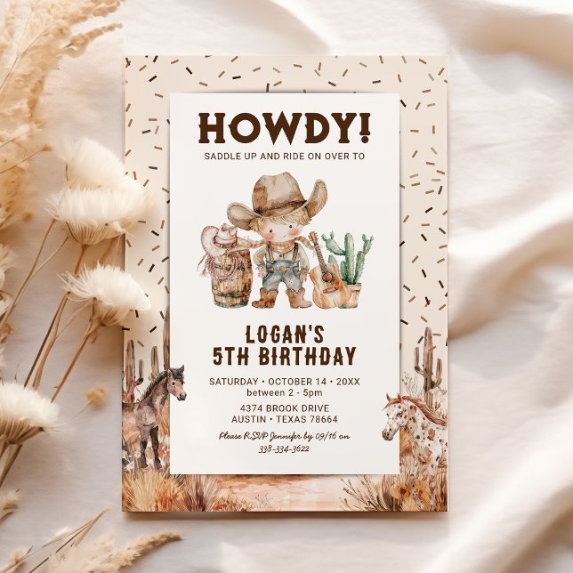 Cowboy Western Rodeo Barnkalender Barnkalender Inb Inbjudningar (Skapare uppladdad)