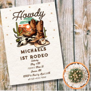 Cowboy Western Rodeo Födelsedagsbarn Magnetisk Inbjudningskort