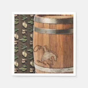 Cowboy Western Rodeo Trä Tunna Födelsedags FEST Pappersservett