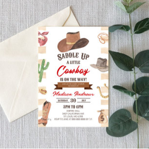 Cowboy Western Rodeo Vilda western Baby Shower Inbjudningar