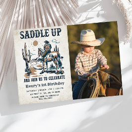 Cowboy Western Rodeo Vilda western Birthday Photo Inbjudningar