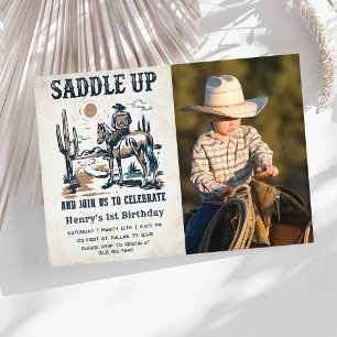 Cowboy Western Rodeo Vilda western Birthday Photo Inbjudningar
