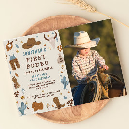 Cowboy Western Rodeo Vilda western Birthday Photo Inbjudningar