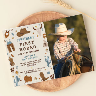Cowboy Western Rodeo Vilda western Birthday Photo Inbjudningar