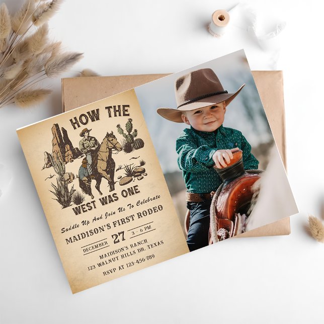Cowboy Western Rodeo Vilda western Birthday Photo Inbjudningar (Skapare uppladdad)