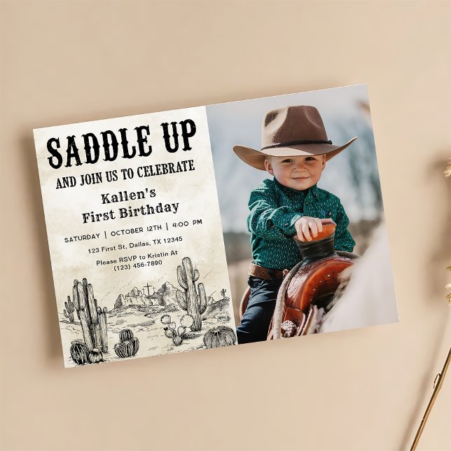 Cowboy Western Rodeo Vilda western Birthday Photo Inbjudningar (Skapare uppladdad)
