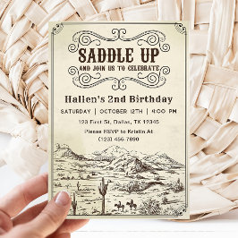 Cowboy Western Rodeo Vilda western Födelsedagsfest Inbjudningar