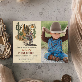 Cowboy Western Rodeo Vilda western Photo Birthday Inbjudningar