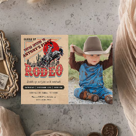 Cowboy Western Rodeo Vilda western Photo Birthday Inbjudningar