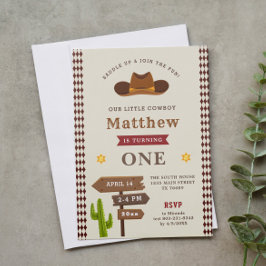 Cowboy Western Saloon 1:a Pojke-Vildens födelsedag Inbjudningar