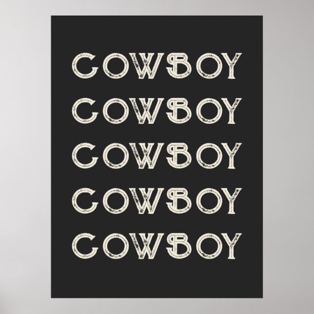 Cowboy Western Typography Wall Art Ranch Cabin Poster (Framsidan)
