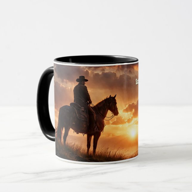Cowboy Western Vacker Solnedgång Mugg (Framsida vänster)