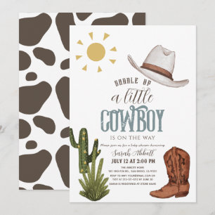 Cowboy Western Vilda western Boy Baby Shower Inbjudningar