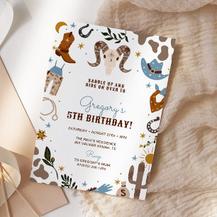 Cowboy Western Vilda western Rodeo Birthday Inbjudningar