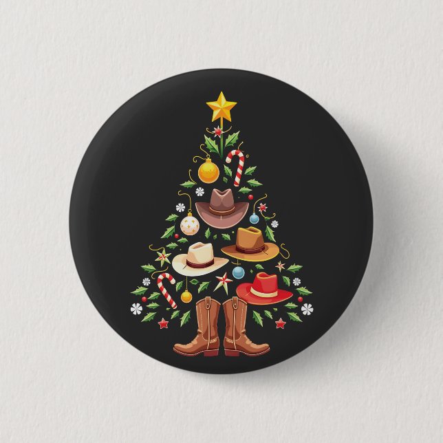 Cowboy Westerna Julgran Santa Knapp (Framsida)