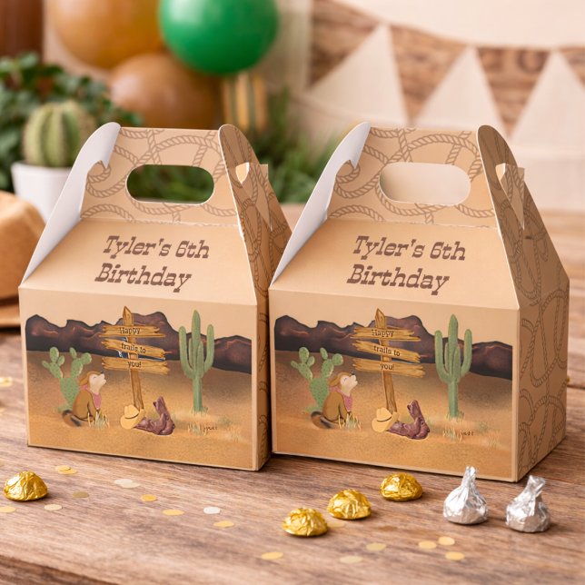 Cowboy Wild West Kids Birthday Favor Boxes Presentaskar (Skapare uppladdad)