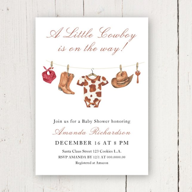 Cowboy Wild West Rodeo Baby Shower Inbjudningar (Skapare uppladdad)