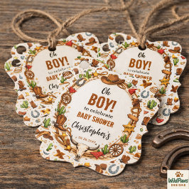 Cowboy Wild West Rodeo Ranch | Rustic Western Baby Gåvor Etiketter