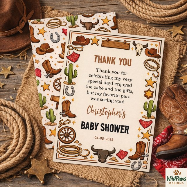 Cowboy Wild West Rodeo Ranch | Rustic Western Baby Tack Kort (Cowboy Wild West Rodeo Ranch | Rustic Western Baby Thank You Card
)