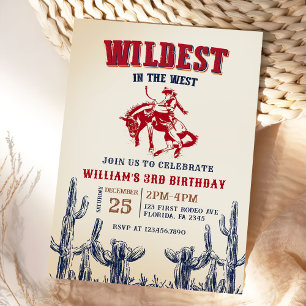 Cowboy Wildest i Västern 3:e födelsedagen Inbjudningar