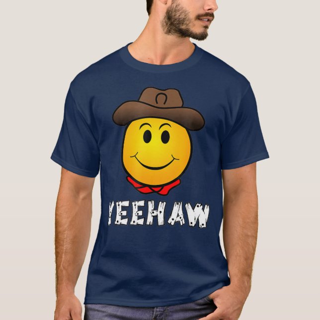 Cowboy Yeehaw Emoji T shirt Western Rodeo Tee (Framsida)