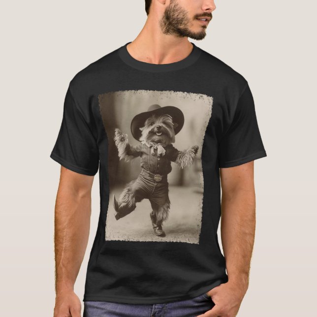 Cowboy Yorkshire Terrier T Shirt (Framsida)