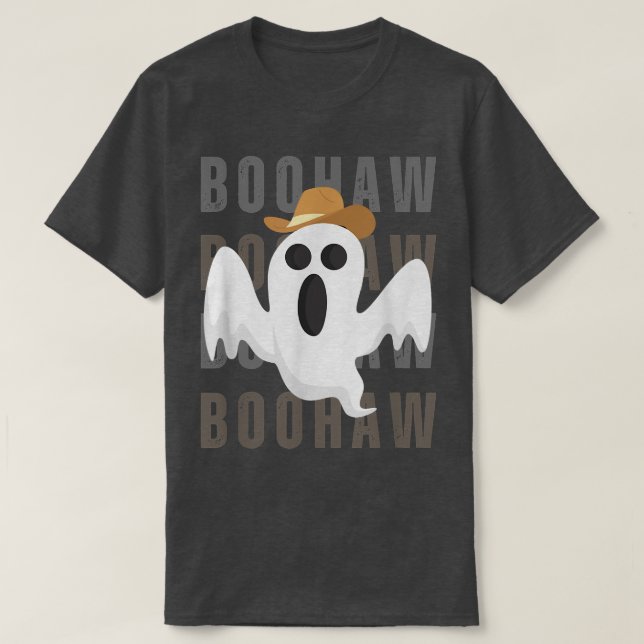 Cowboya Cowgirl BooHaw Retro Western Ghost-roligt  T Shirt (Design framsida)