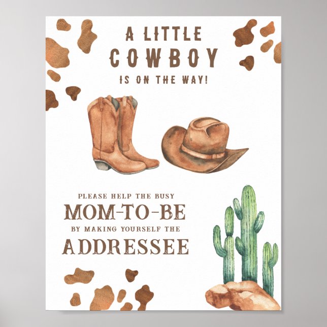 Cowboybabyduschen - Hjälp Busy Mamma att be Poster (Framsidan)