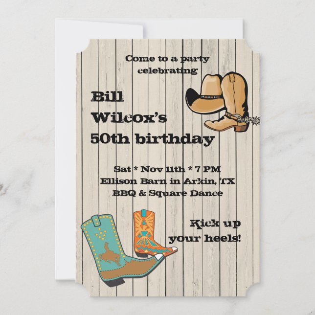 CowboyBBQ och kvadrerar det Dancce partyet Inbjudningar (Framsida)
