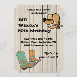 CowboyBBQ och kvadrerar det Dancce partyet Inbjudningar