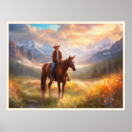 Cowboyberget Valley Boy's Bedroom Art Poster
