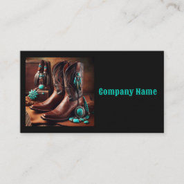 Cowboybooter och turkos-juveler (svart) visitkort