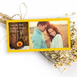 CowboyBoots Daisy Horse Bit Bröllop spara datum Datumet