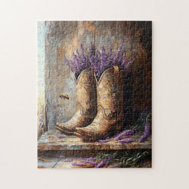 CowboyBoots Lavender och HonungsBee Pussel (Vertikal)